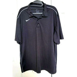 Nike Dri Fit Polo Black/ White Trim Short Sleeve